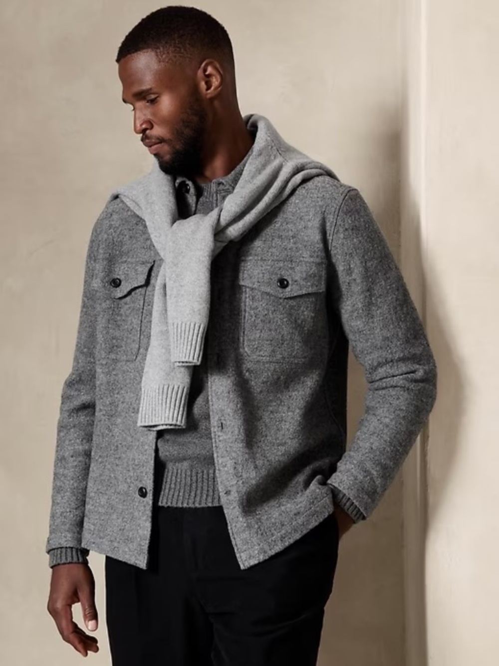 BR Men’s Boucle Shirt Jacket